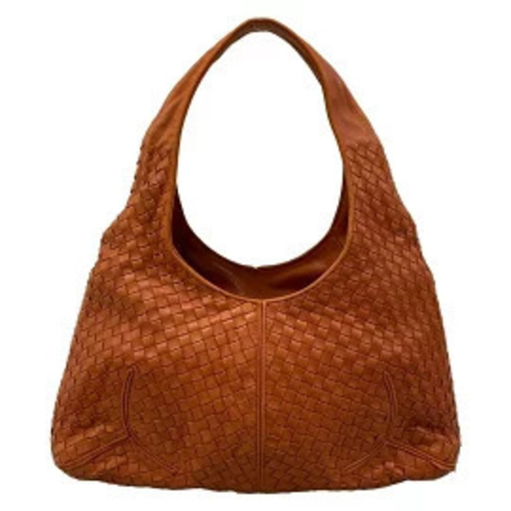 BOTTEGA VENETA Ball Intrecciato Shoulder Bag Brown Leather